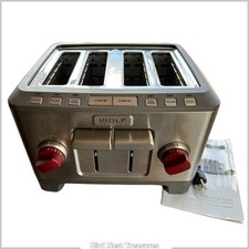 WOLF GOURMET 4-SLICE TOASTER, Model WGTR104S w/Red Knobs,Dual Controls MSRP $600