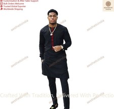 Mens Kurta Fashion Shirt Mens Kurta Cotton India Dress Kurta Color Black