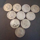 Lot of Ten 1965-69 Kennedy Half Dollars, 40% Silver $5 Face Value