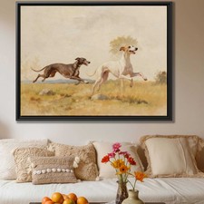 Dipinto olio cane levriero stampa su tela frusta arte parete cucciolo decorazione cani amanti