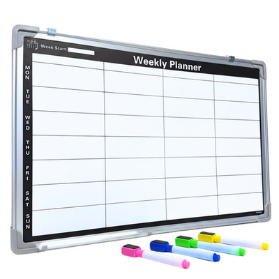 Magnetische trocken abwischbare Whiteboard Wochenplaner Tafel Aluminiumrahmen + 4 Stifte