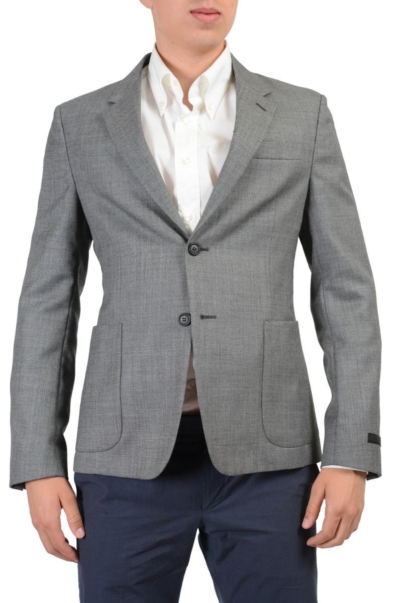 Мужской блейзер Prada из шерсти и шелка серого цвета на двух пуговицах Размер 40Р 42Р 44Р 217990₽