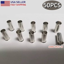 50pcs Tinned Copper Terminals Pin Cord End Crimp Ferrule 4AWG Wire Connector US