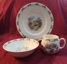Royal Doulton Bunnykins 3 Piece Childs Set Cup Bowl Plate Bone China England MIN