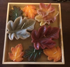 Yankee Candle Autumn Leaves Shaped Candles Fall Leaf Floating Candle Lot Of 8