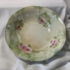 RS Germany Reinhold Schlegelmilch 10.25”  Pink Roses Berry Bowl