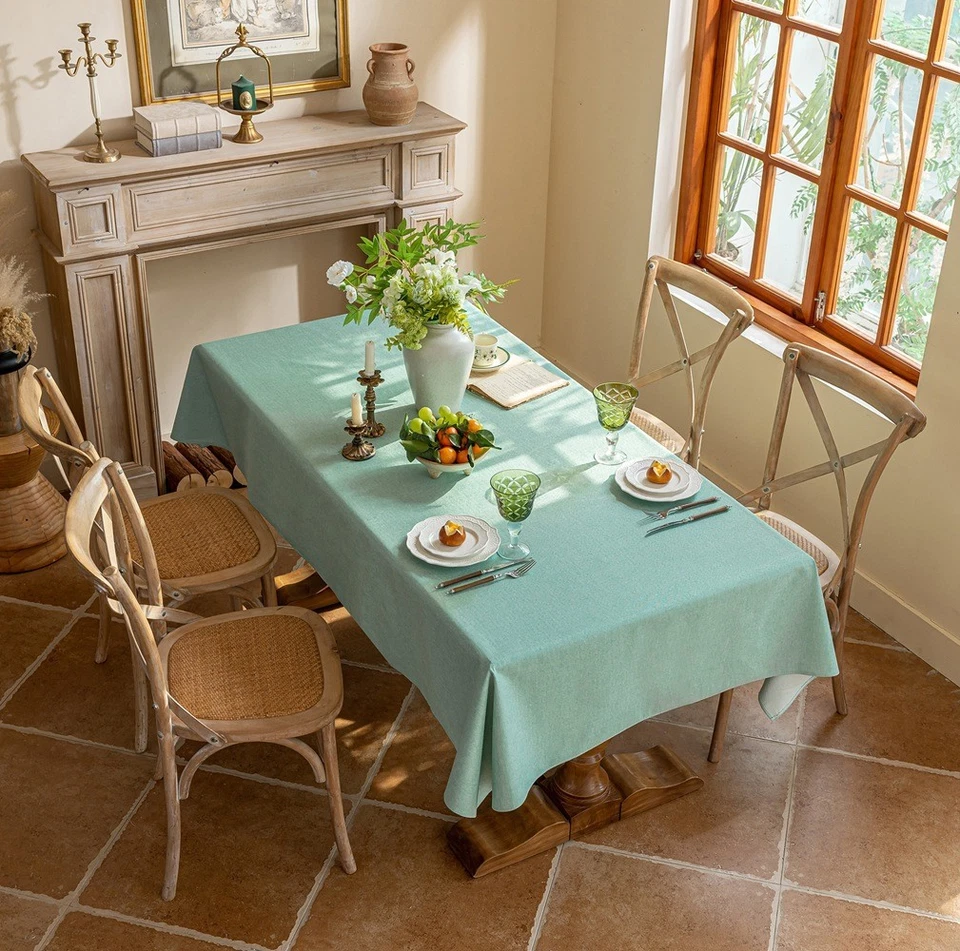 Solid Waterproof Table Cloth Nightstand Coffee Table Dining Table Cover Gift - Image 3 of 4