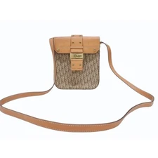 Christian Dior Trotter shoulder bag canvas leather brown excellent condition use