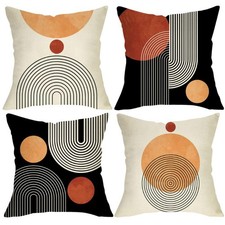 Boho Geometric Decorative Throw Pillow Covers 18 x 18 Set of 4, Abstract Mode...