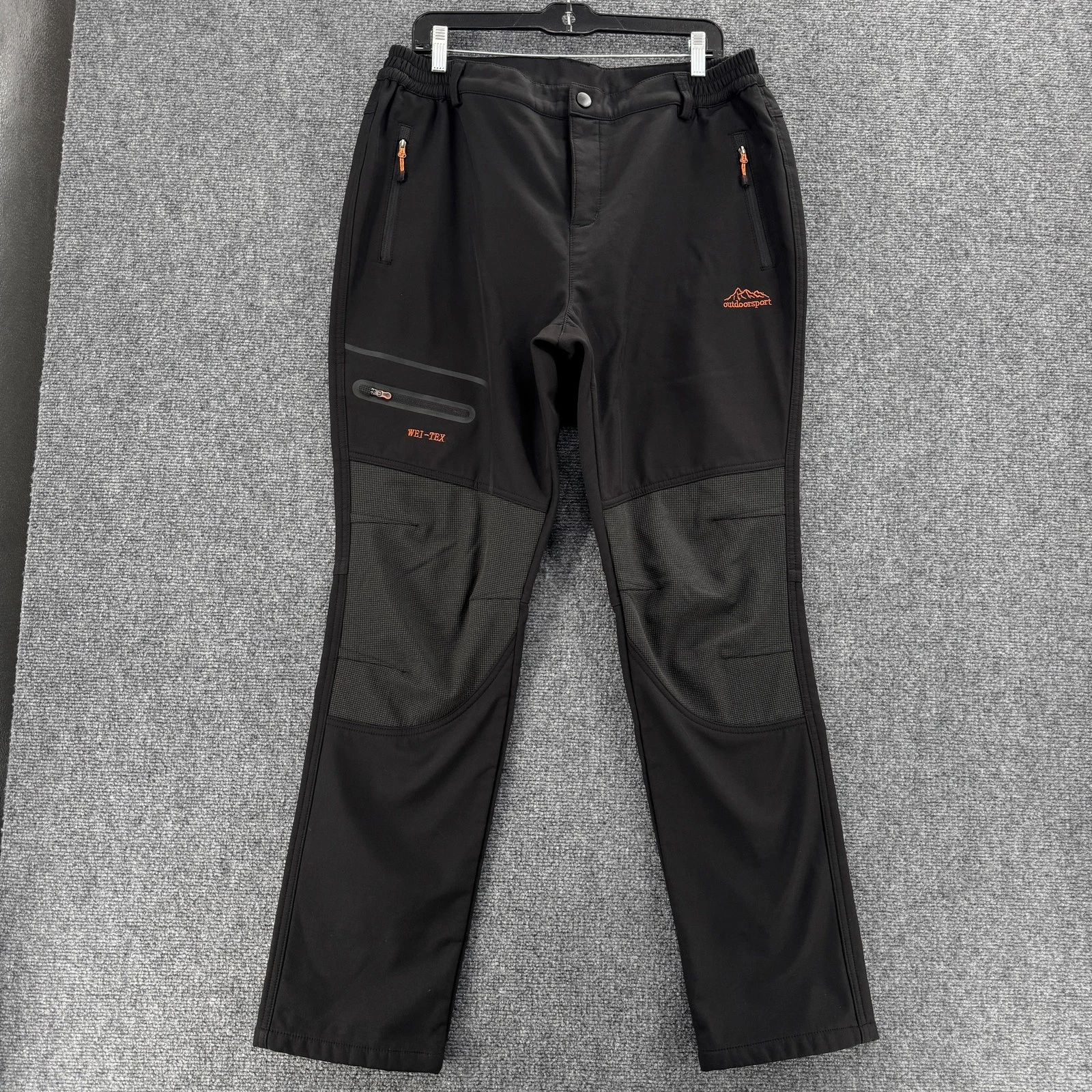 Outdoorsport Pants Mens XL Black Fleece Lined Softshell Hiking Outdoor WEI-TEX