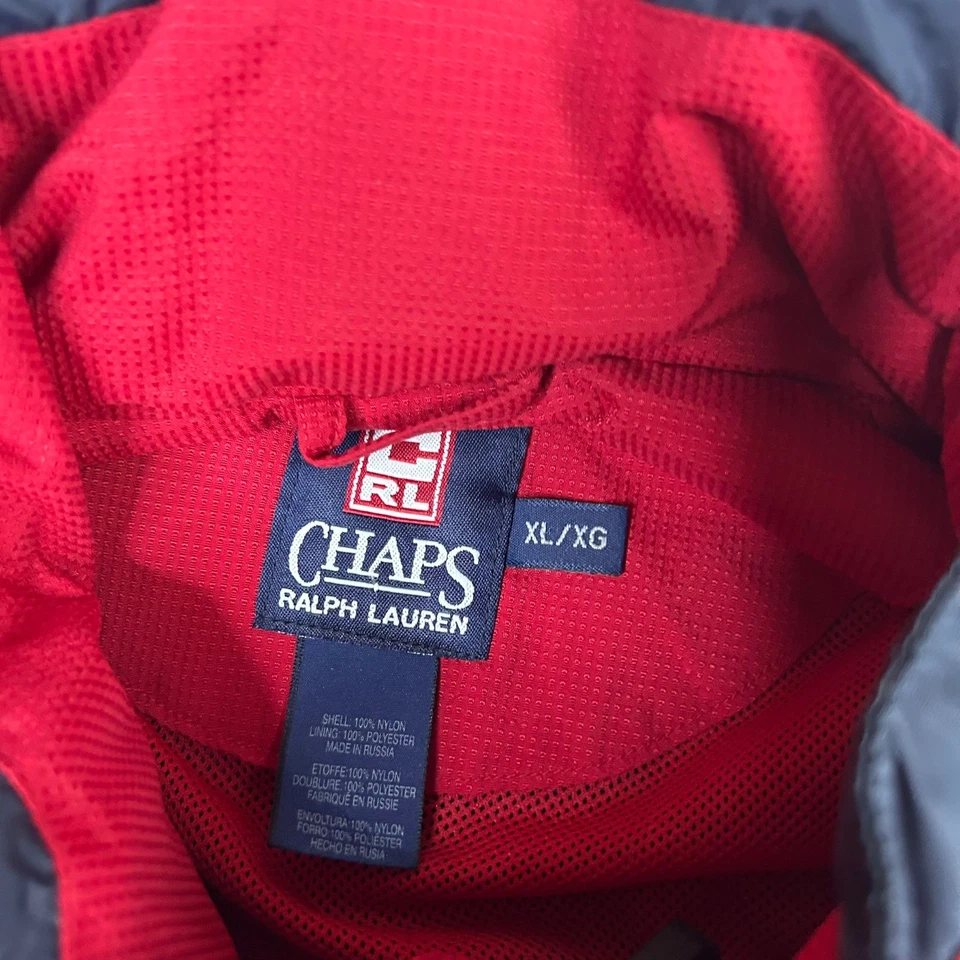 VTG Chaps Ralph Lauren Jacket Men XL Red Nylon Full Zip Hooded Lined Windbreaker - Image 2 of 4