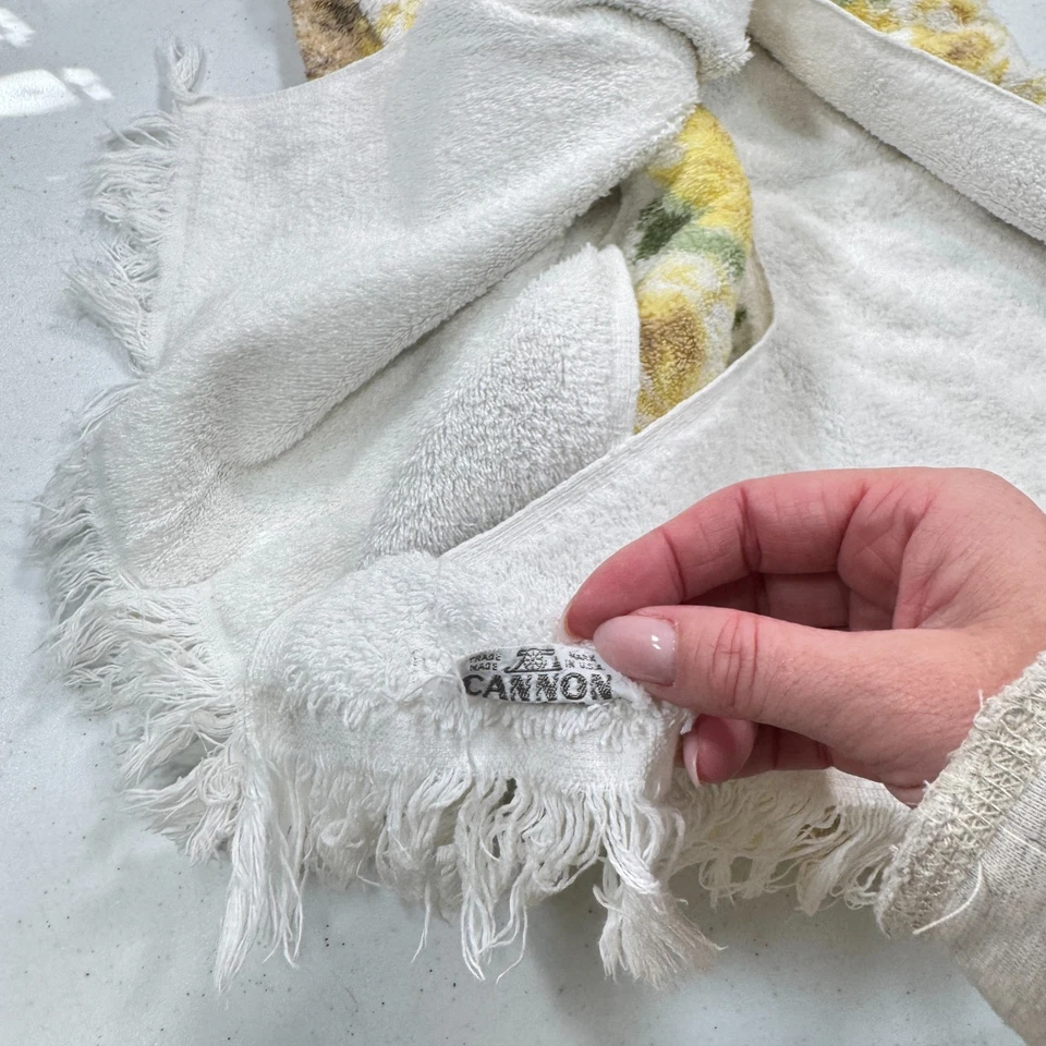 Toalla de baño vintage cañón amarillo margarita algodón rectángulo flores grandes mcm Foto 2 de 4