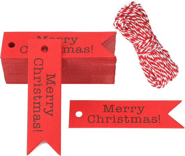 Klein Merry Christmas GeschenkanhäNger, Rot Weihnachten AnhäNger Geschenk,100 St-image