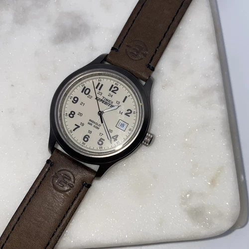 Timex T49870 Men's Expedition Metal Field DARK Brown Leather Strap Watch