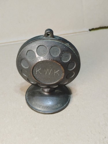 Vintage KWK St. Louis Radio Microphone Metal Paperweight