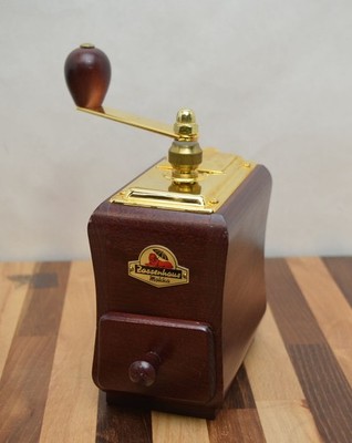 Zassenhaus Germany ''Santiago'' Coffee Mill - Mahogany Wood - Gold Tone Metal