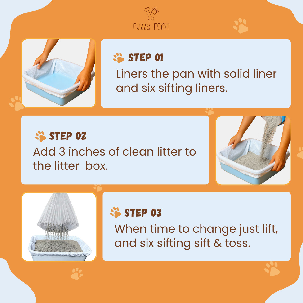 Sifting Cat Litter Box Liners with Elastic Drawstring | 21 Pack (40" x 21")