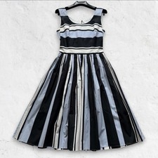 DOLCE&GABBANA Blue Striped Knee Length A Line Flared Dress Size 36 Auth