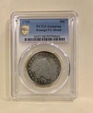 1795 PCGS Damage VG Details Flowing Hair Silver Half Dollar