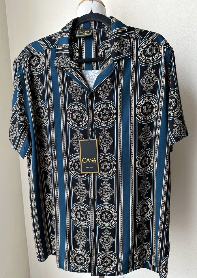 Casa Moda Woven Shirt Till/ Black Baroque Pattern Size L - Image 3 of 4