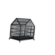 48 Inch Heavy Duty Dog Crate with Wheels, Folding Metal Big Dog Cage for Large