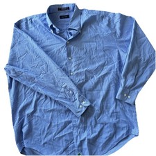 Nautica button down dress shirt Mens 17 1/2 34-35 striped long slv Blue ocbd