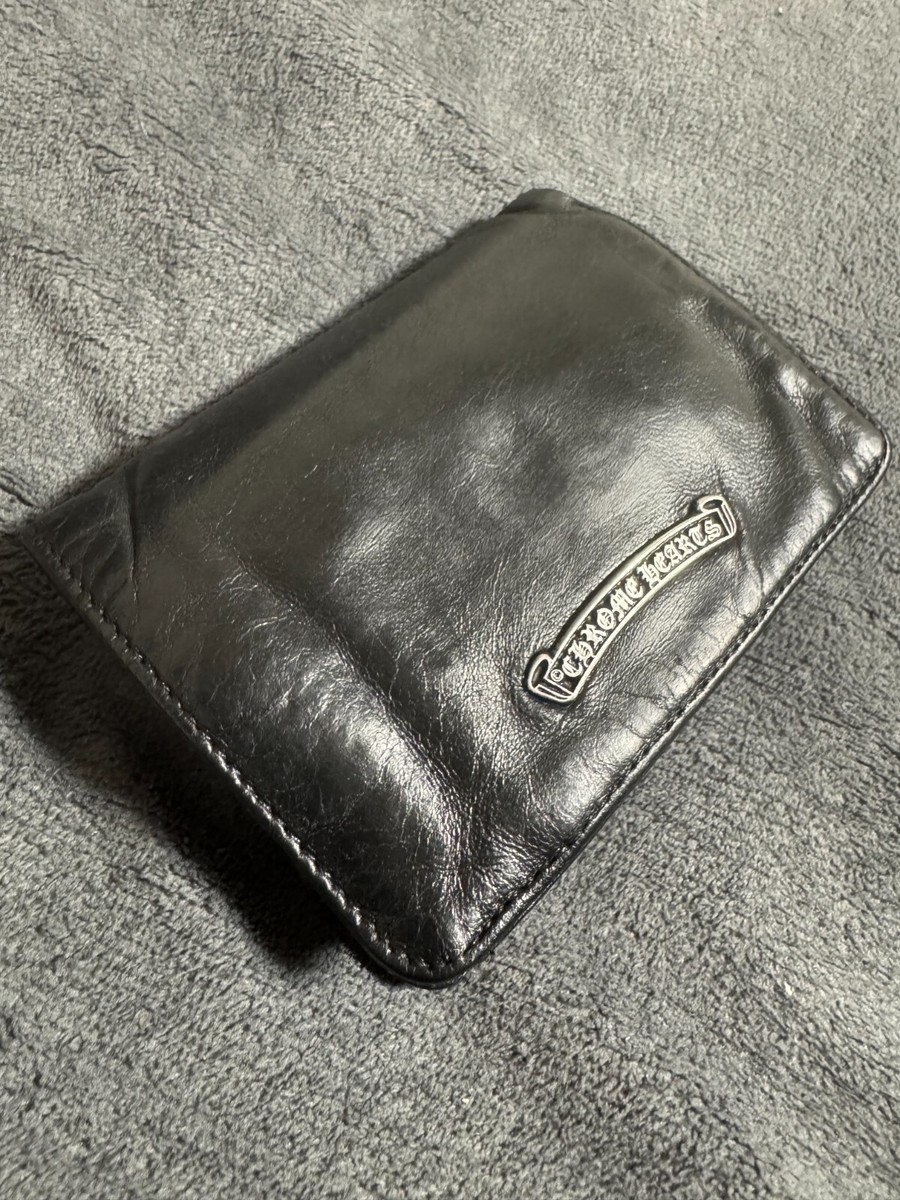 Chrome Hearts Joey by Fold Wallet Destroy Leather Black Men Chrome Hearts Joey by Fold Wallet Destroy Leather Black Men