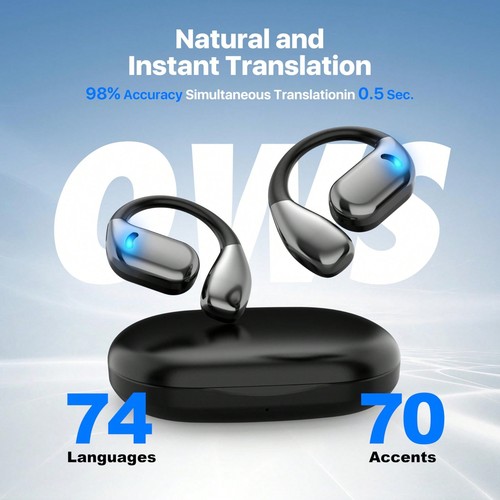 Language Translation Earbuds, 3-in-1, 144 Languages, Real-Time, IOS/Android