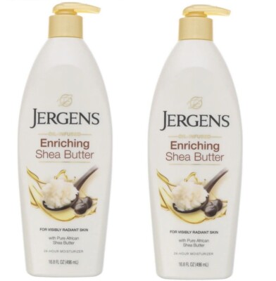 2 PACK JERGENS Oil Infused Enriching Shea Butter for Radiant Skin 16.8 oz ea