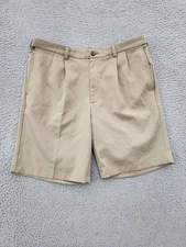 Mens Shorts Size 36 Brown Mid Rise Pleated Front Casual Cool 18 Pro Polyester