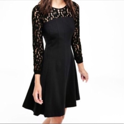 boden black lace dress Kate Puff Sleeve Lace Dress-Black