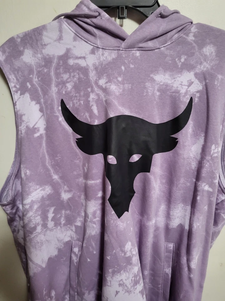 2-Under Armour Fitness Men's Project RockTerry Printed Sleeveless Hoodie 1376323 - Image 4 of 4