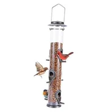 Metal Wild Bird Feeder Squirrel Proof Bird Feeders for Outside Hanging 6 Gray