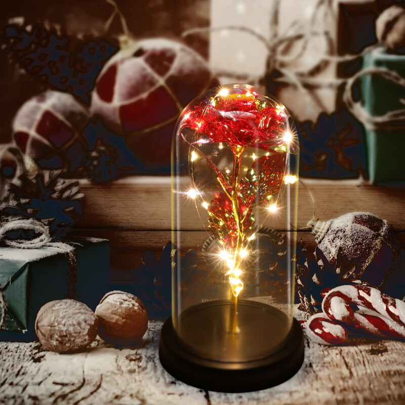 LED Enchanted Galaxy Rose Forever Eternal Romantic Rose in Glass