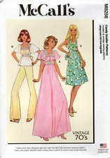 McCall's M8258 Pullover Dress w Gathered Midriff & Back Ties Sz 6-14 UNCUT