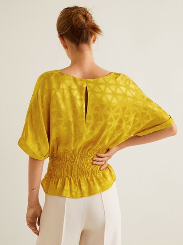 Mango Women/Ladies Tokyo Jacquard Top. Colour-Mustard. Size-Large. BNWT - Picture 6 of 11
