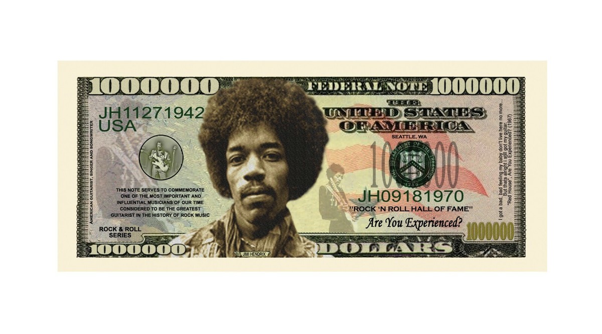 Pack of 50 - Jimi Hendrix Million Dollar Bills