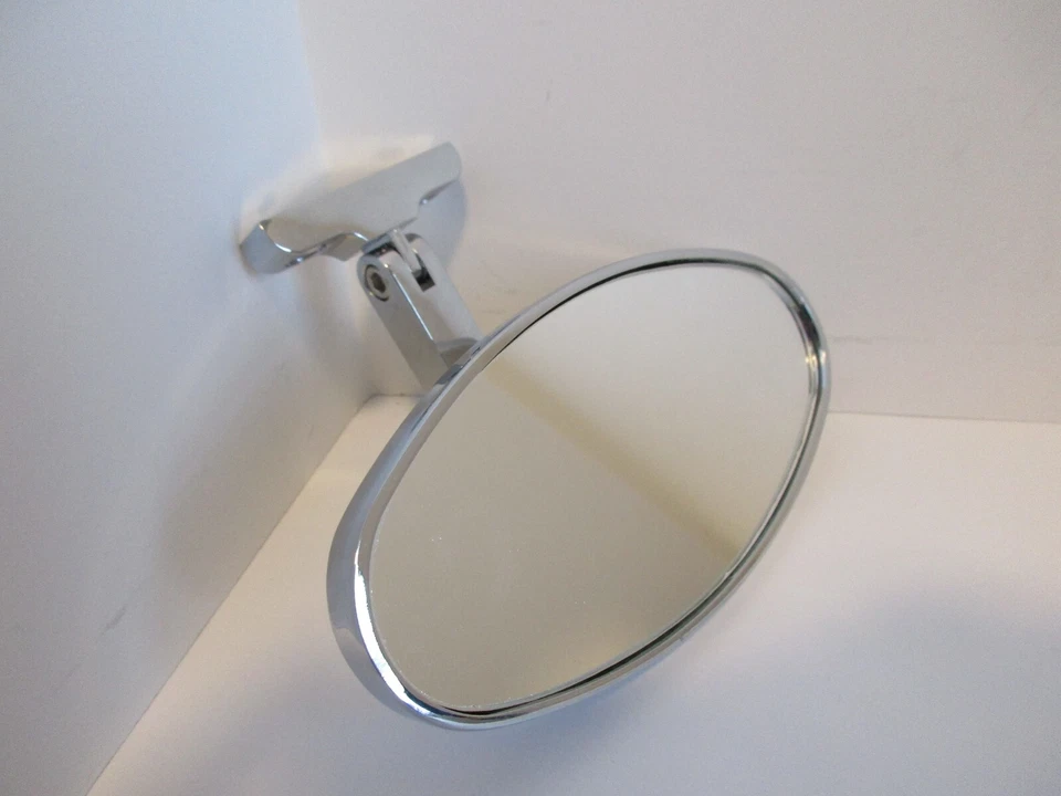 CHROME REAR VIEW MIRROR OVAL BOLT ON UNIVERSAL CUSTOM CLASSIC HOT ROD #6616 - Bild 2 von 4