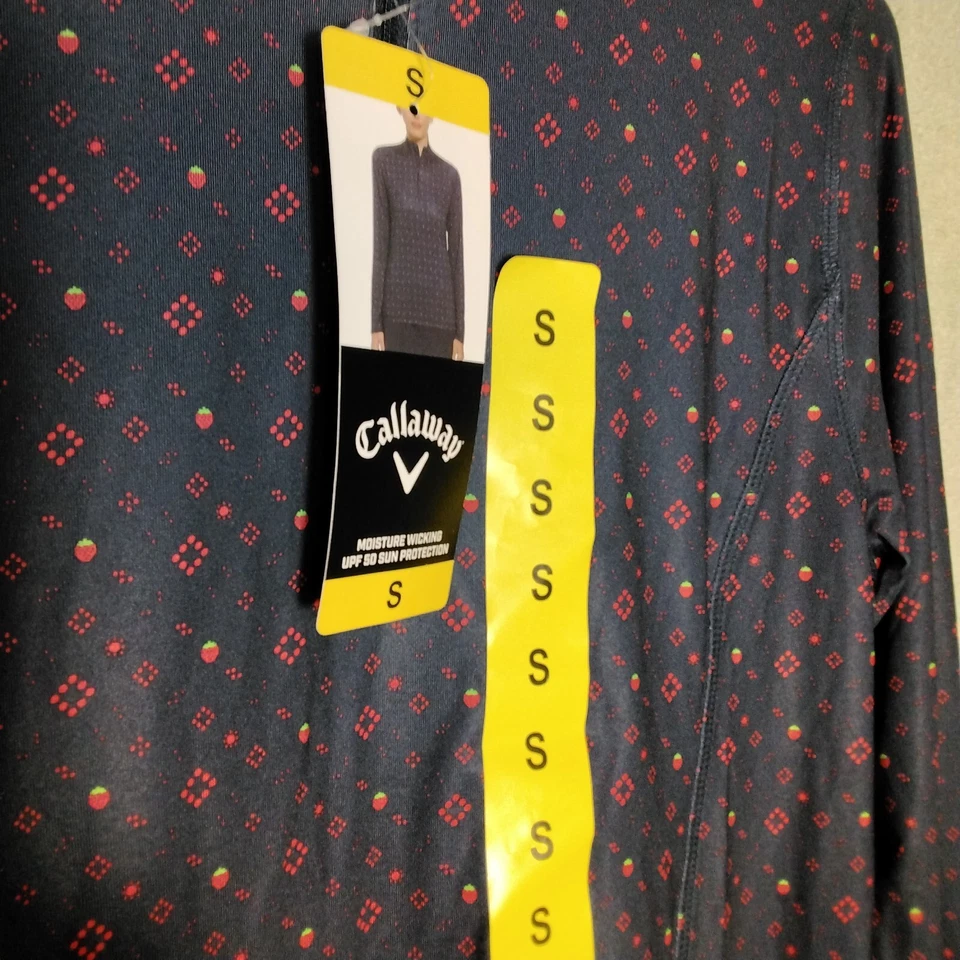 Top polo Callaway Weather para mujer talla S azul marino fresas manga larga cremallera Foto 4 de 4