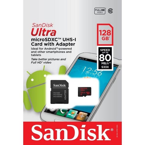 SanDisk Ultra 128GB Micro SD XC UHS-I Card With Adapter - Picture 3 of 3