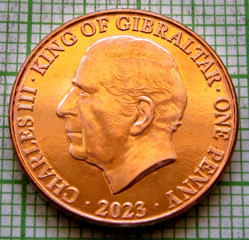 GIBRALTAR 2023 1 PENNY, Coronation of King Charles - King's Monogram, UNC - Picture 6 of 6