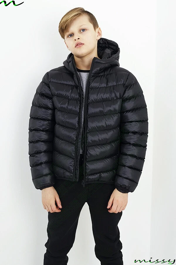 NEW BOYS COATS KIDS BACK TO SCHOOL HOODED JACKET WINTER WARM COAT SIZE 7 T0 13 - Image 2 of 4