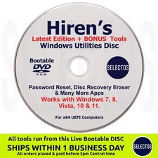 Hiren's Boot CD PC Utilities Disc Password Reset Disk Recovery +Apps List &More