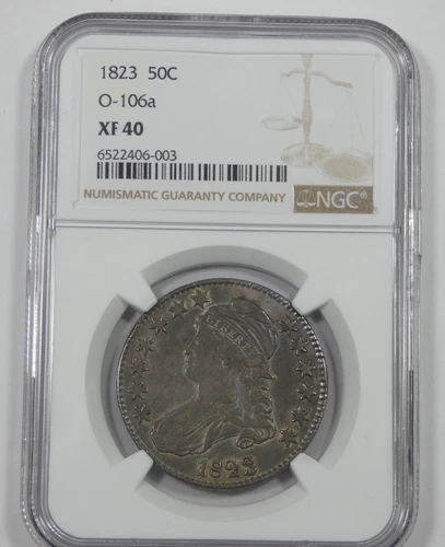 1823 Capped Bust Lettered Edge Silver Half Dollar CERTIFIED NGC XF 40 O-106a