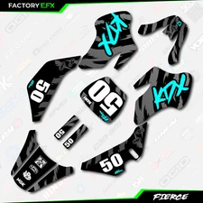 Black & Cyan Fierce Racing Graphics kit Fits 03-06 Kawasaki Kdx50 Kdx 50 Decal