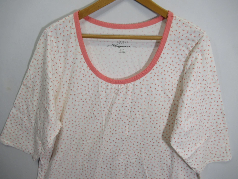 Cacique Night Shirt Pajama Top Plus Size 22/24 Cotton 3/4 Sleeve - Image 2 of 4