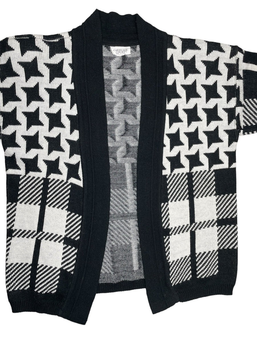 トップス 80s knit cardigan Vintage 80s Knit Cardigan Black Double Breasted Wide
