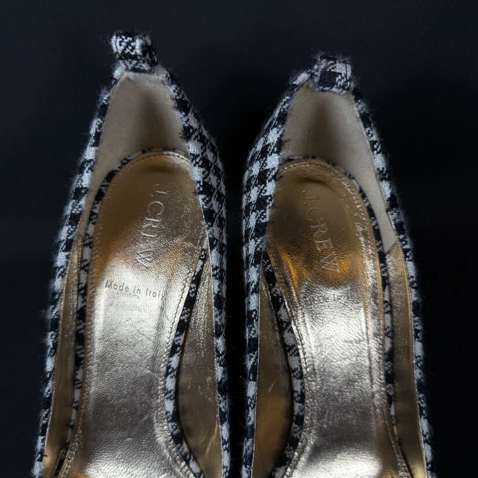Zapatos de salón envolventes al tobillo J.Crew en pata de gallo talla 9,5 hechos en Italia negro/blanco Foto 3 de 4