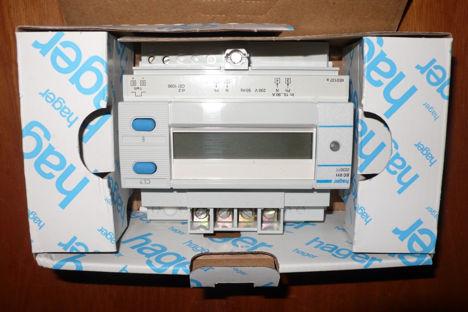 Compteur monophasé Hager 90A pour calculer la consommation d'un locataire