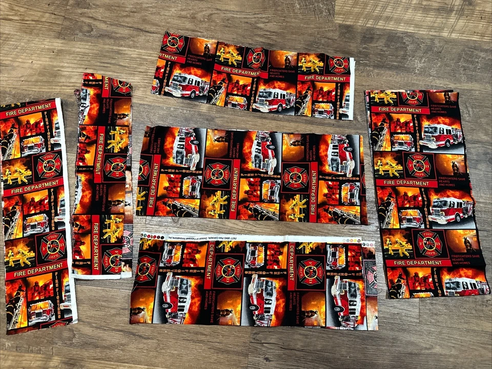 Fireman Firefighter Cotton Fabric-Firefighter Fireman Quilting Fabric Pieces - Image 2 of 3